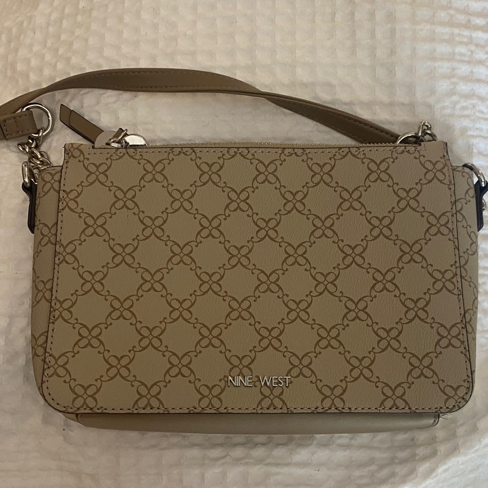 Nine West Beige Patterned Crossbody Bag